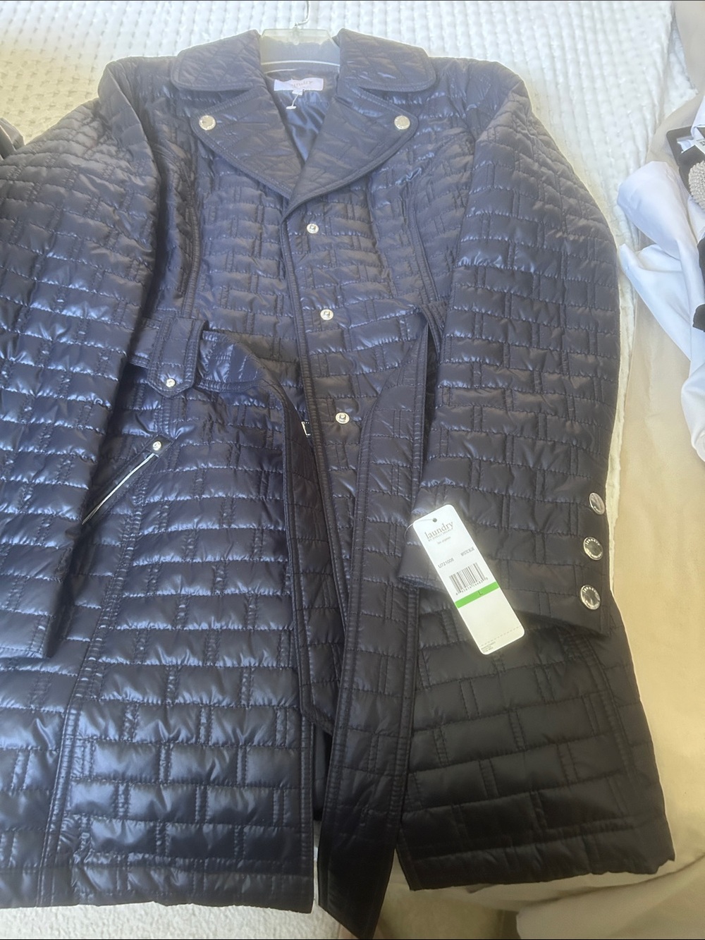 Laundry By Shelli Segal Men's Quilted Puffer Coat in Navy